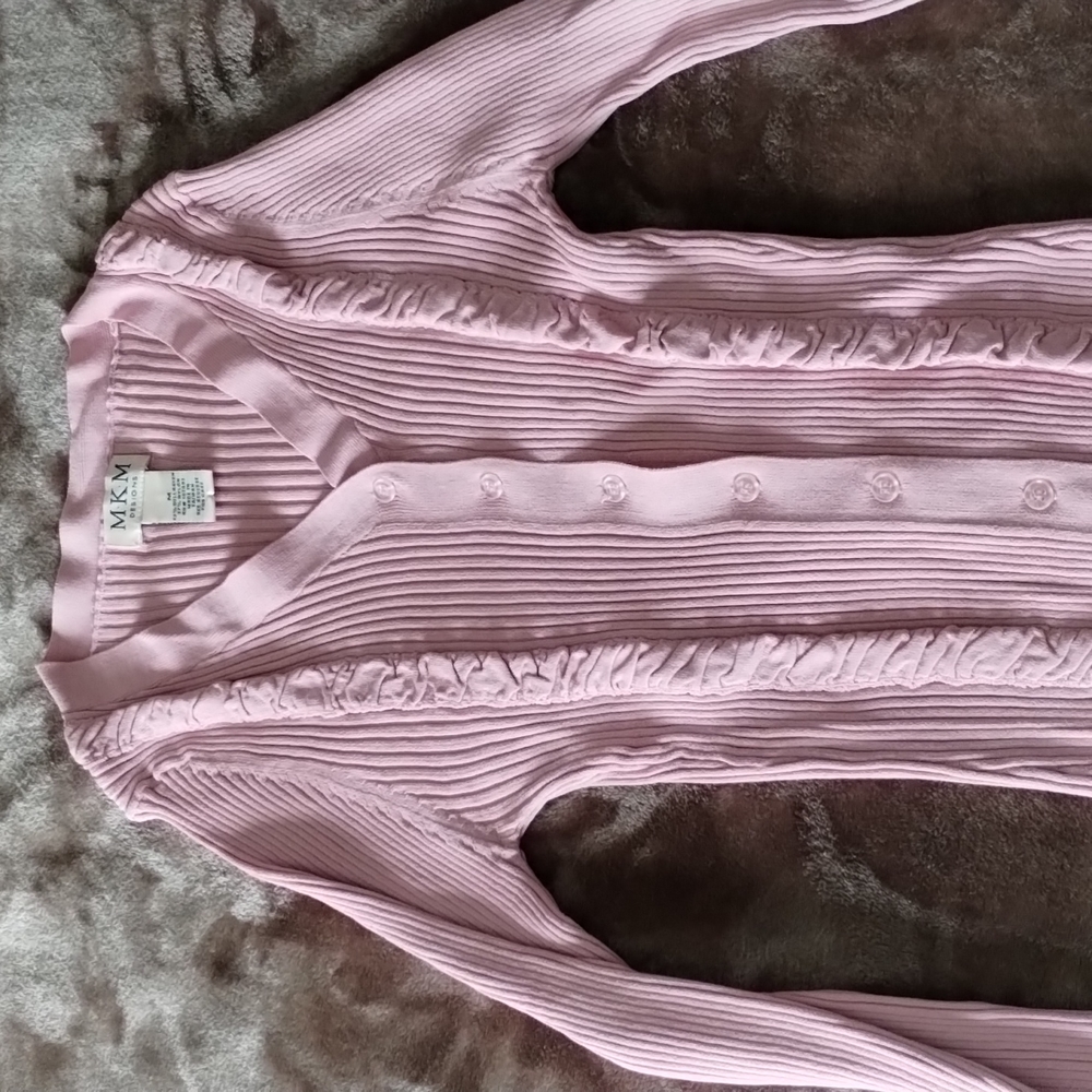 NWOT MKM Designs button down ribbed knit top, dusty pink